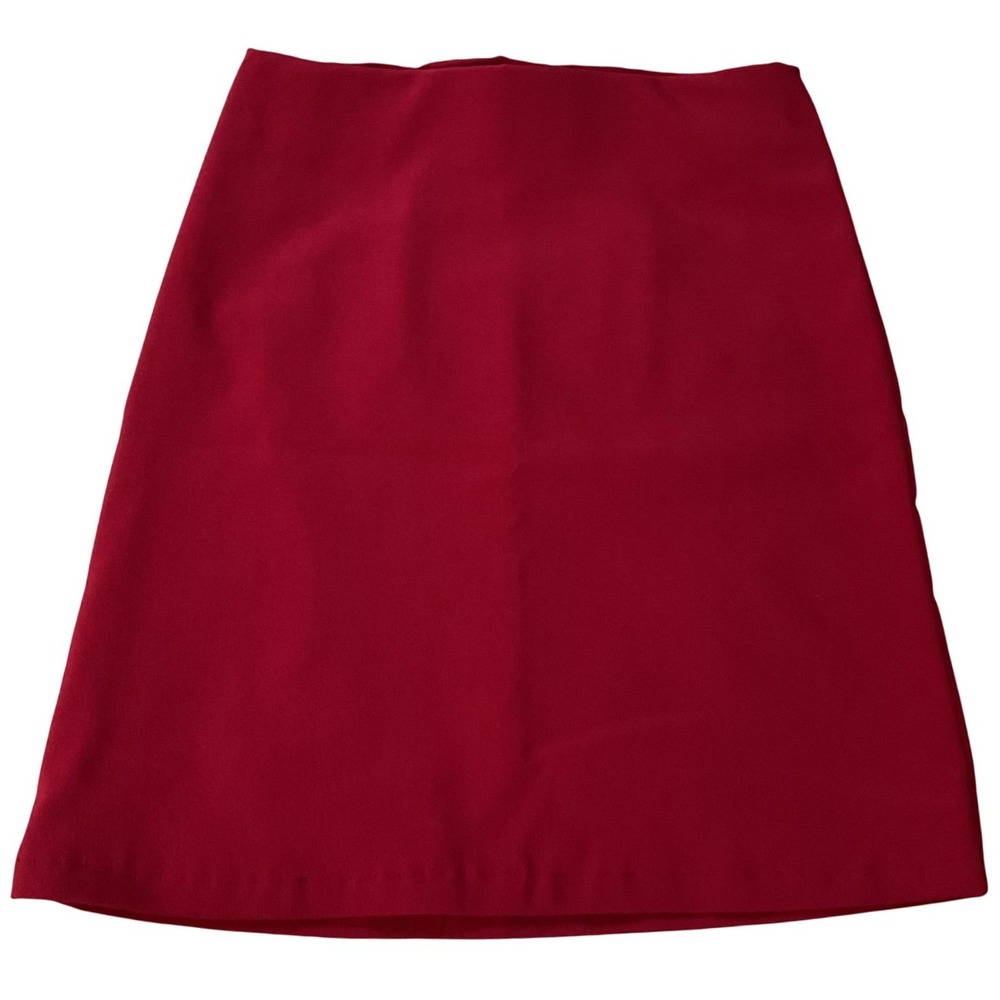 Red A-Line Mini Skirt Elastic Waist Side Zip Stretch Red Skirt Womens